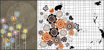 lovely hand-painted flowers vector material