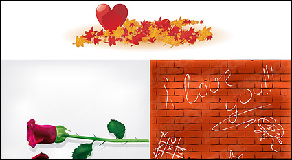 Maple Leaf rose heart-shaped wall material vector