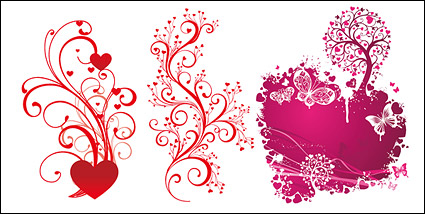 3 beautiful heart-shaped pattern vector material