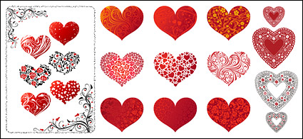 Variety of heart-shaped pattern vector material