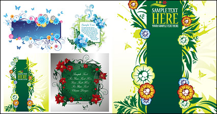 4 beautifully decorated bulletin board pattern vector material