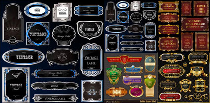 Classic European-style bottle label affixed border - Vector