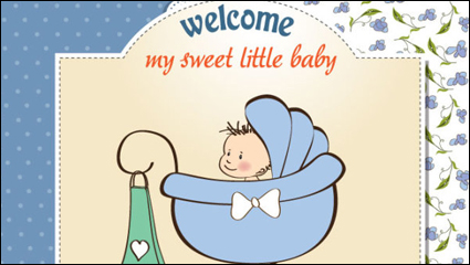 Cartoon baby card 03 - vector material