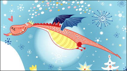 Cartoon dinosaur illustration background 04 - vector material